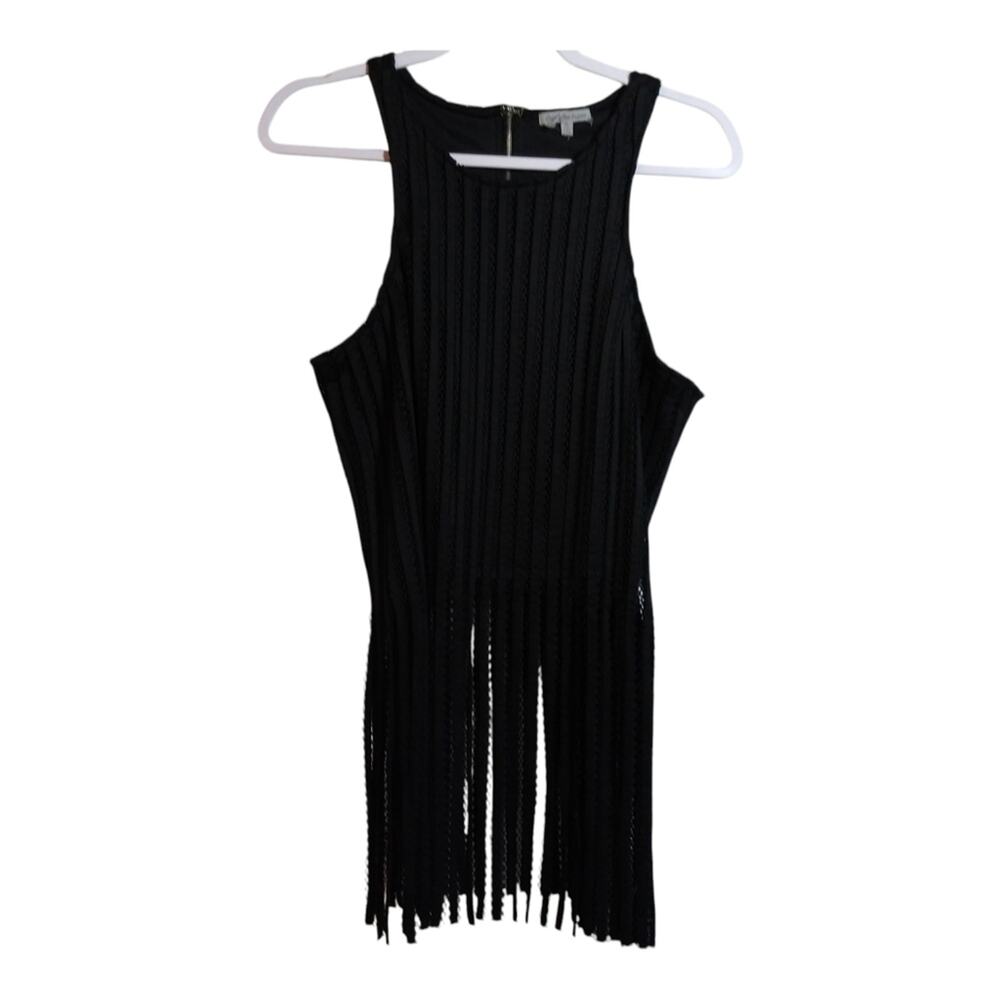 Charlotte Russe Black Fringe Sleeveless Western Festival Juniors Top Size XL